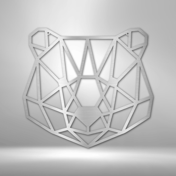 Geometric Bear Steel Sign Laser Cut Powder Coated Home & Office Metal Wall Decor